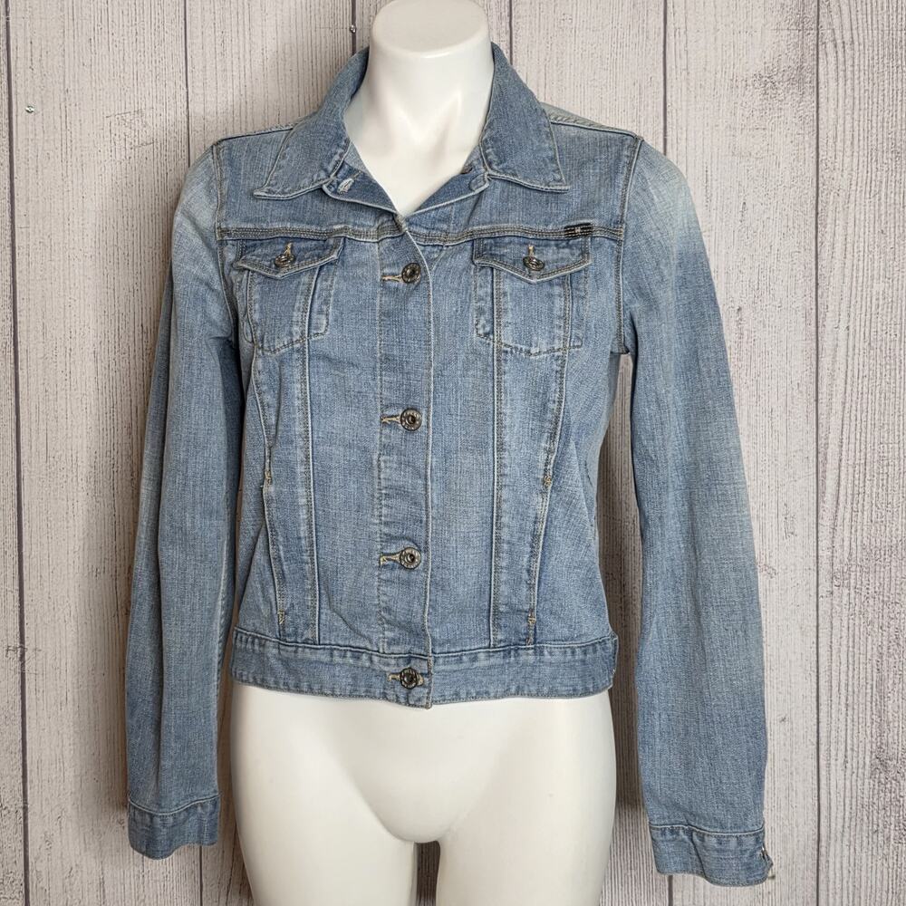 Lucky Brand Embroidered Denim Jacket Boho Festival Western, sz M - Picture 2 of 8